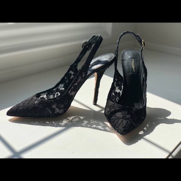 Dolce & Gabbana black lace heels - Picture 2 of 7